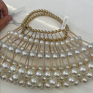 Gold and Pearl Beaded Handbag